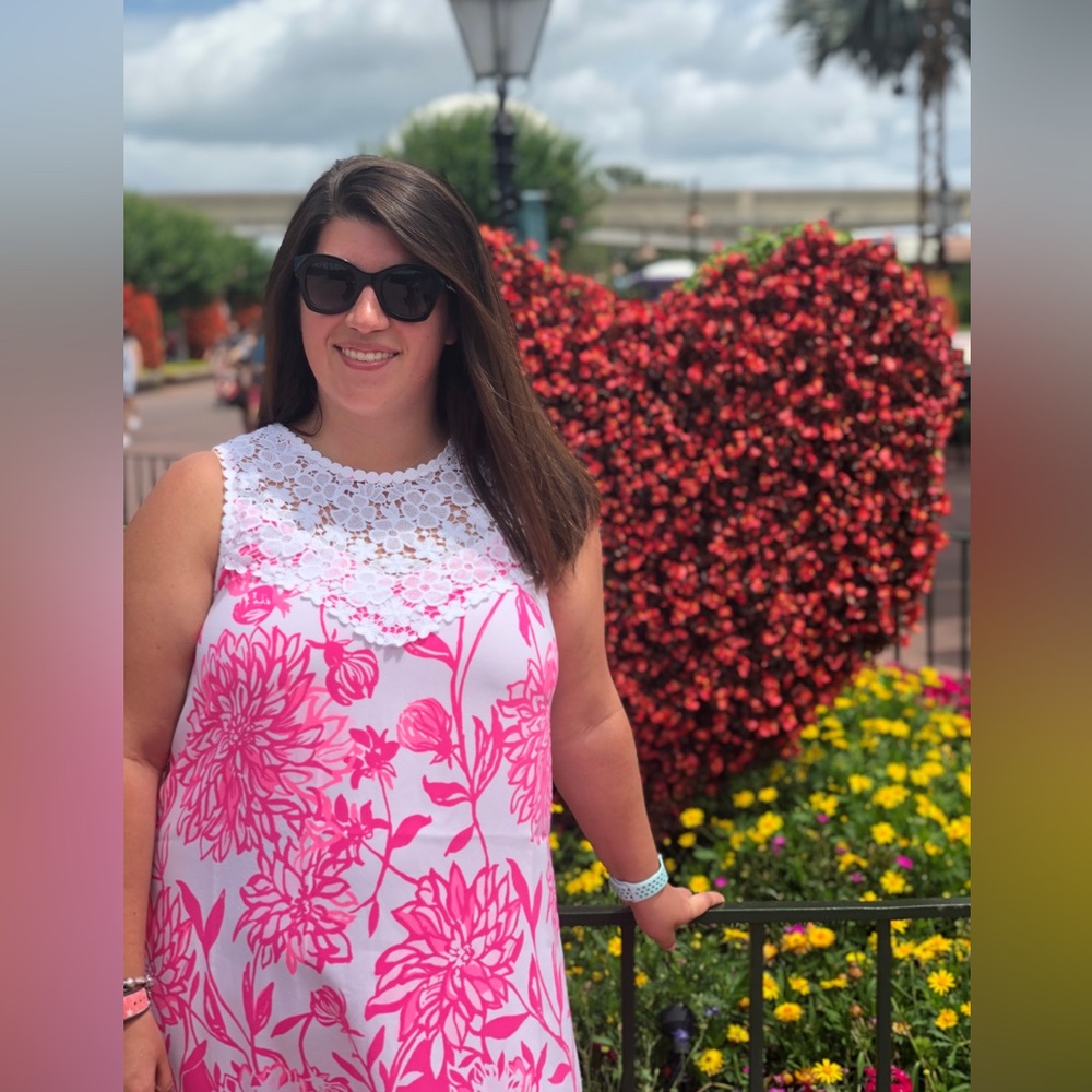 Lilly Pulitzer Pink and White Floral Lace-Trim Mini Dress - Picture 7 of 7